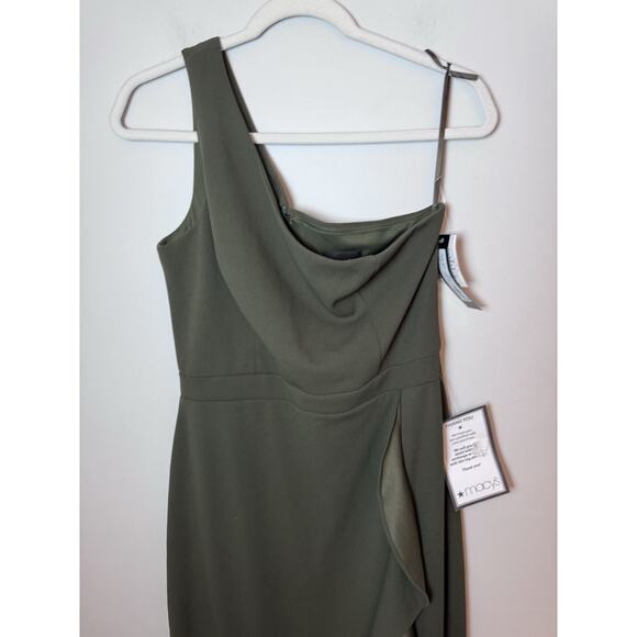 XSCAPE One Shoulder Asymmetric Hem Gown STYLE: 4840X Olive Green Sz 12 NWT $239 - Picture 12 of 15